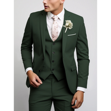 Slim Fit 3-Teiliger Hochzeitsgast Anzug für Herren | Formell – Grün