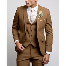 Slim Fit 3-Teiliger Hochzeitsgast Anzug für Herren | Formell – Braun