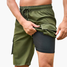 Herren Badeshorts mit Stretchstoff und Seitentasche – Armeegrün