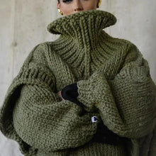 Kuscheliger Übergroß Rollkragenpullover für Damen | Winter – Grün