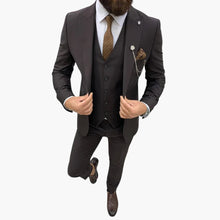 Slim Fit Anzug Set - Herrenanzug 3-teilig für Abendmode – Kaffee