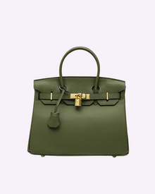Große Damen-Lederhandtasche | Luxus trifft auf Funktionalität – Olivgrün