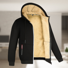 Carie | Lässige Herren Winterjacke mit Kapuze und Fleece – Schwarz