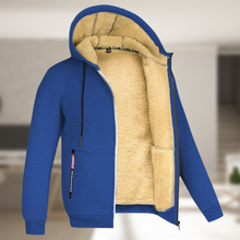 Sadi - Lässige Herren Winterjacke mit Kapuze und Fleece – Königsblau