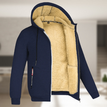 Carie | Lässige Herren Winterjacke mit Kapuze und Fleece – Marineblau