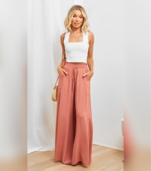 Jamie - Hosen mit weitem Bein, locker und hoch tailliert – Orange