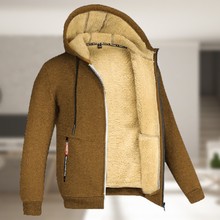 Sadi - Lässige Herren Winterjacke mit Kapuze und Fleece – Braun