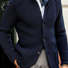Eiro | Herren Zeitlose Strukturierte Strickjacke – Marineblau