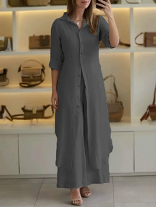 Joy - Elegantes Zweiteiliges Set Damen – Dunkelgrau
