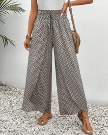 Lizzy | Hose mit weitem Bein und Geometrie-Druck – Weiß