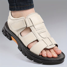 UrbanTrek™ – Komfortable Herren Ledersandalen mit Klettverschluss – Beige