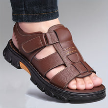 UrbanTrek™ – Komfortable Herren Ledersandalen mit Klettverschluss – Braun