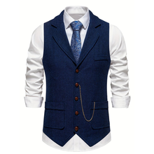 V-Ausschnitt Weste mit ärmellosem Design – Marine Blau