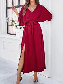 Joy - Modernes V-Ausschnitt Frühlings Mode Kleid – Rot