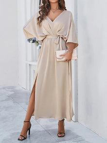 Joy - Modernes V-Ausschnitt Frühlings Mode Kleid – Champagner