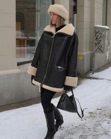 Nessa - Modische Lederjacke – Schwarz