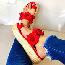 Carla - Elegante Damen Blumen Sandalen Florale Akzente – Rot