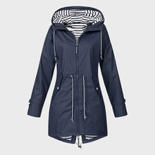 Damen Kapuze Regenjacke | Lange – Marineblau