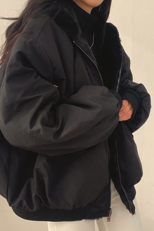 Gefütterte Winterjacke in Übergröße – Schwarz