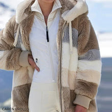 Drav | Kuschelige Tweed-Kapuzenjacke mit Plüsch-Woll-Futter – Polar Braun