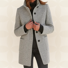 Joclyne – Langarm Mantel mit Hohem Kragen Knopfleiste Und Taschen – Farbe