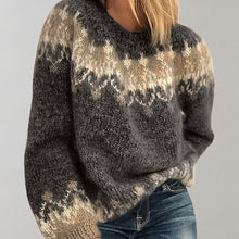 Damen Gemütlich Grobstrickpullover | Rundhalsausschnitt – Schwarz