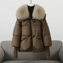 Norlina | Elegante Jacke mit luxuriösem Pelzkragen – Braun