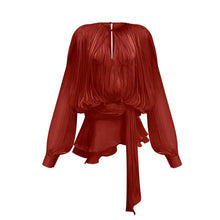 Elegantes Sommerkleid aus veganem Leder – Midi-Kleid mit V-Ausschnitt – Rot