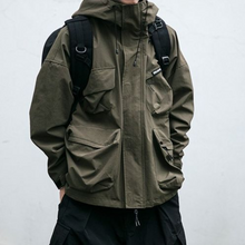 Utility-Jacke mit Kapuze und mehreren Taschen für Männer – Grün