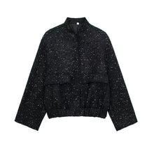 Saskia | Oversize Paillettenjacke – Schwarz