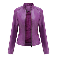 Kirsten | Damen Kunstleder-Bikerjacke mit Reißverschluss – Violett