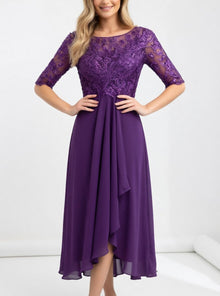 Zerda – Elegantes Midi Kleid Aus Spitze – Lila
