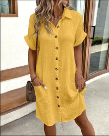 Aria - Klassisches Polo-Kleid für den Freizeitstil – Gelb (Fast ausverkauft)