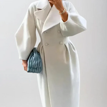 Stilvoller Wollmantel | Doppelreihig & Raffinierte Ärmel | Feminine Eleganz – Weiß