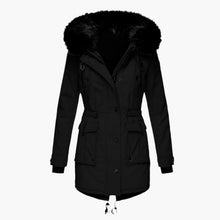 Andrea | Damen Casual Warme Longline Kapuzen Winterjacke – Schwarz