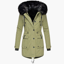 Andrea | Damen Casual Warme Longline Kapuzen Winterjacke – Grün