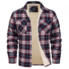 Herren Kariertes Fleecejacke | Freizeit Winterbekleidung – Rot