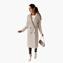 Jasmin | Damen Doppelreihiger Langer Mantel im klassischen Stil – Beige