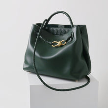 Luxuriöse vegane Leder Tote Bag – Große Handtasche mit Magnetverschluss – Dunkelgrün