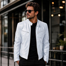 Yakuza™ Jacke aus Premium Leder mit Minimalistischem, Zeitlosem Design – Weiß