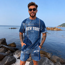 Dominic™ Set mit Denim-Effekt – Blau