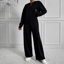 Estelle™ Premium-Sweatshirt-Set mit Palazzo-Hose – Schwarz
