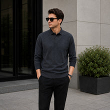 Lyon™ Premium-Strickpullover mit Integriertem Polokragen – Grau