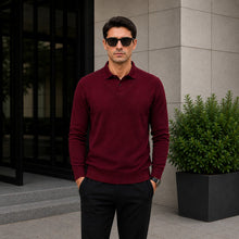 Lyon™ Premium-Strickpullover mit Integriertem Polokragen – Rot