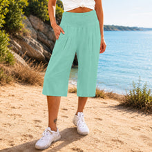 Rosetta™ Culotte aus Baumwoll-Leinen mit Elegantem Kräuselbund – Hellgrün