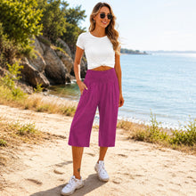 Rosetta™ Culotte aus Baumwoll-Leinen mit Elegantem Kräuselbund – Rosa