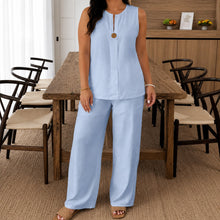 Viola™ Set aus Baumwoll-Leinen mit Minimalistischem Design – Hellblau