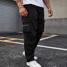 Cargohose Orsen™ mit elastischem Bund, Pattentaschen und lockerem Schnitt – Schwarz