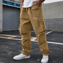 Cargohose Orsen™ mit elastischem Bund, Pattentaschen und lockerem Schnitt – Dunkelbeige