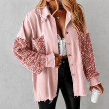 Hemdjacke Lene™ mit Paillettenärmeln, Paillettentasche und offenen Kanten – Rosa